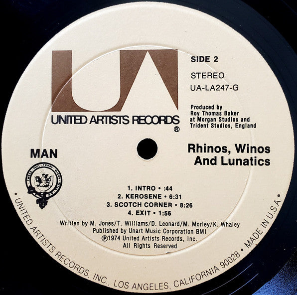 Man – Rhinos, Winos, And Lunatics LP vinyl record, image 6 of 6