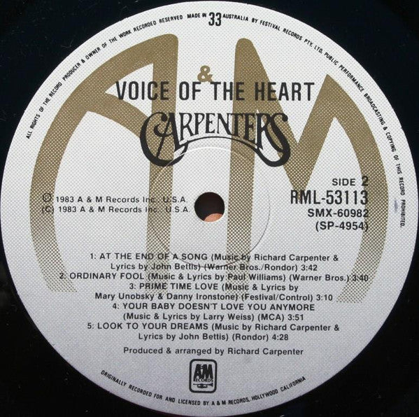 Carpenters – Voice Of The Heart LP vinyl record, image 4 of 8