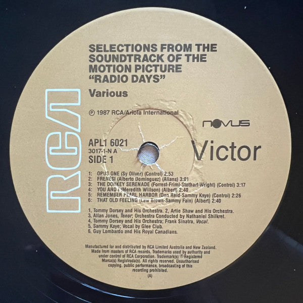 Various – Radio Days – Selections From The Original Soundtrack Of The Motion Picture LP vinyl record, image 3 of 4