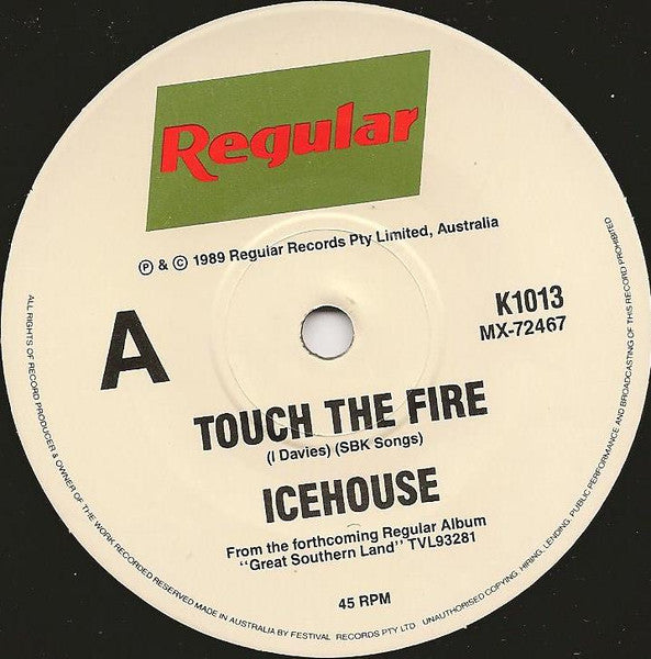 Icehouse – Touch The Fire 7" vinyl record, image 3 of 4