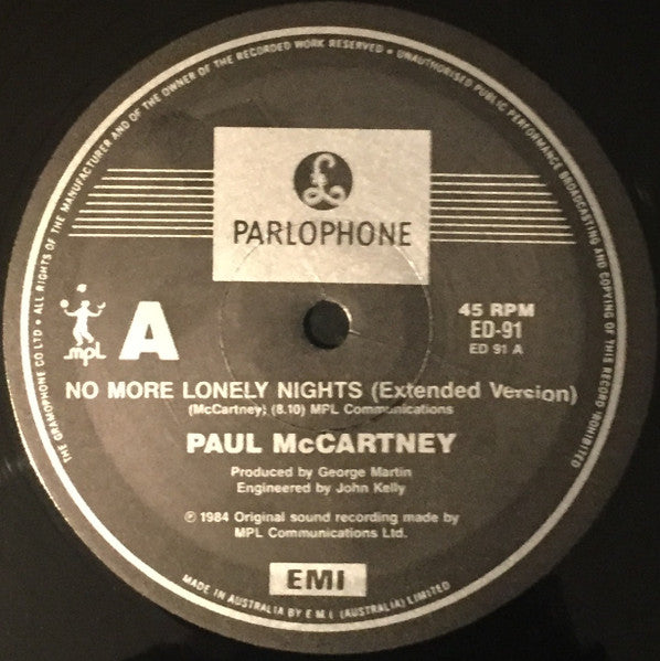 Paul McCartney – No More Lonely Nights (Extended Version) 12" vinyl record, image 3 of 4