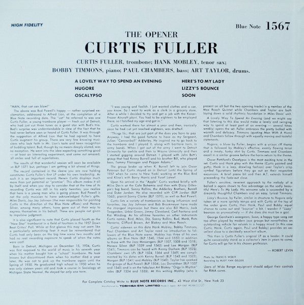 Curtis Fuller – The Opener LP vinyl record, image 2 of 8
