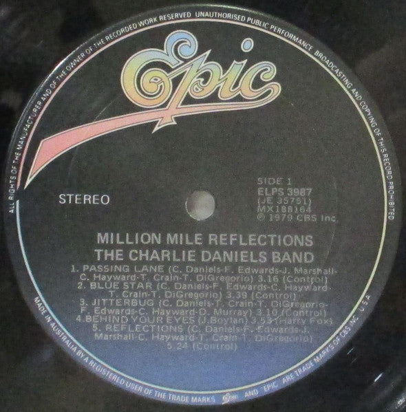The Charlie Daniels Band – Million Mile Reflections LP vinyl record, image 3 of 4