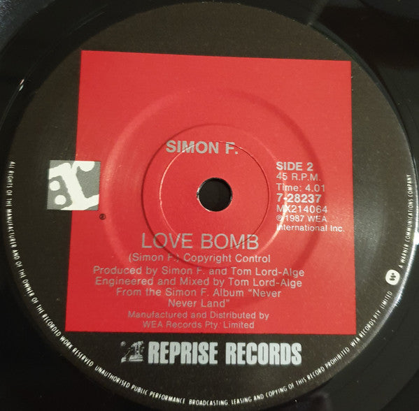 Simon Fellowes – American Dream / Love Bomb 7" vinyl record, image 4 of 4