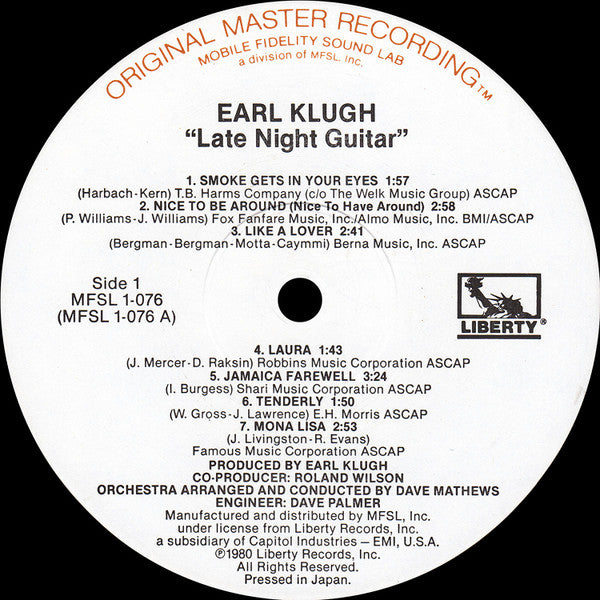 Earl Klugh – Late Night Guitar LP vinyl record, image 3 of 4