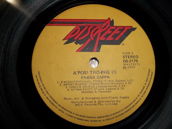 Frank Zappa – Apostrophe (') LP vinyl record, image 4 of 4