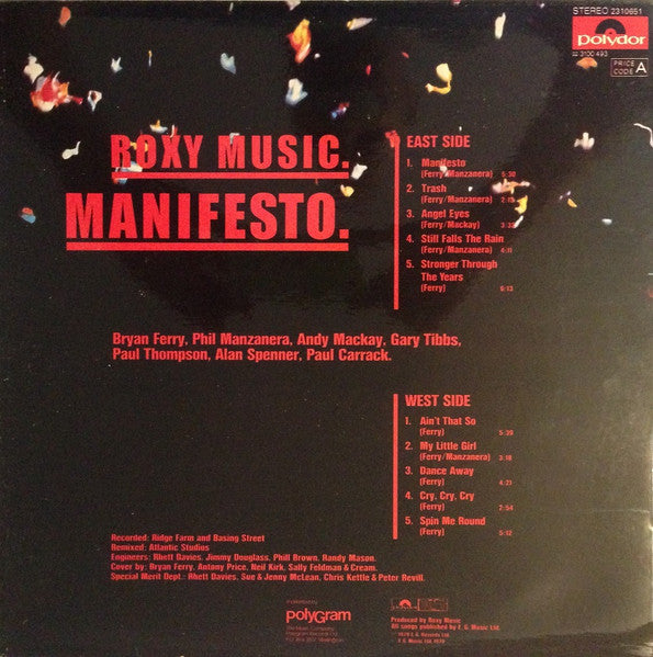 Roxy Music – Manifesto LP vinyl record, image 2 of 6