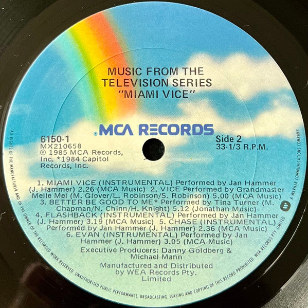 Various – Miami Vice (Music From The Television Series) LP vinyl record, image 4 of 4