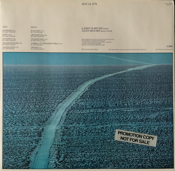Larry Karush, Glen Moore – May 24, 1976 LP vinyl record, image 4 of 4
