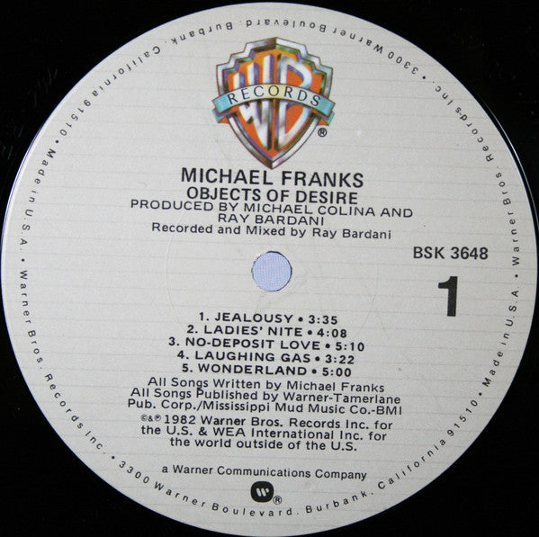 Michael Franks – Objects Of Desire LP vinyl record, image 3 of 6