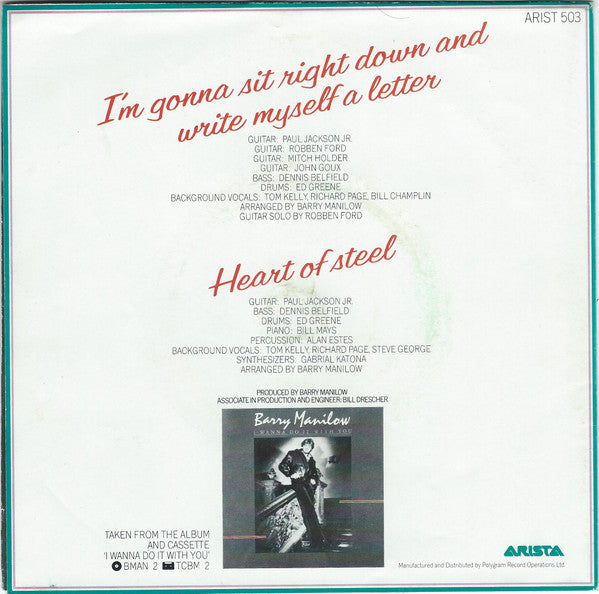 Barry Manilow – I'm Gonna Sit Right Down And Write Myself A Letter 7" vinyl record, image 2 of 6