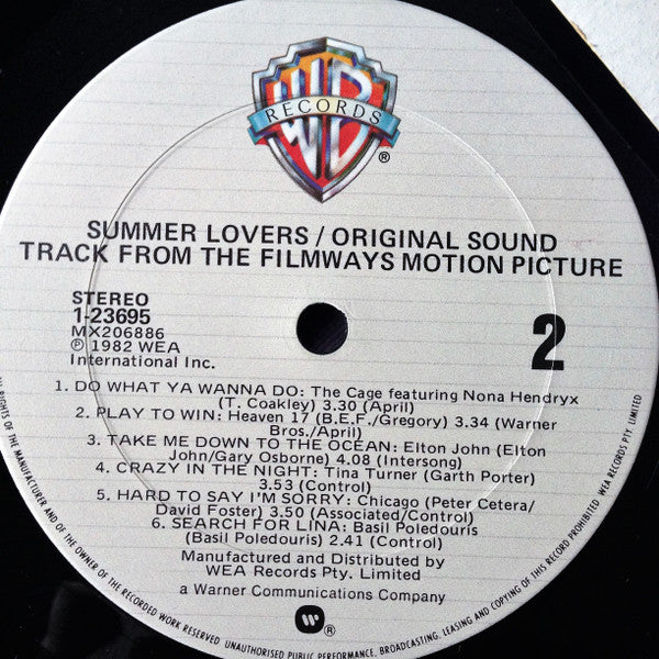 Various – Summer Lovers (Original Sound Track From The Filmways Motion Picture) LP vinyl record, image 4 of 4