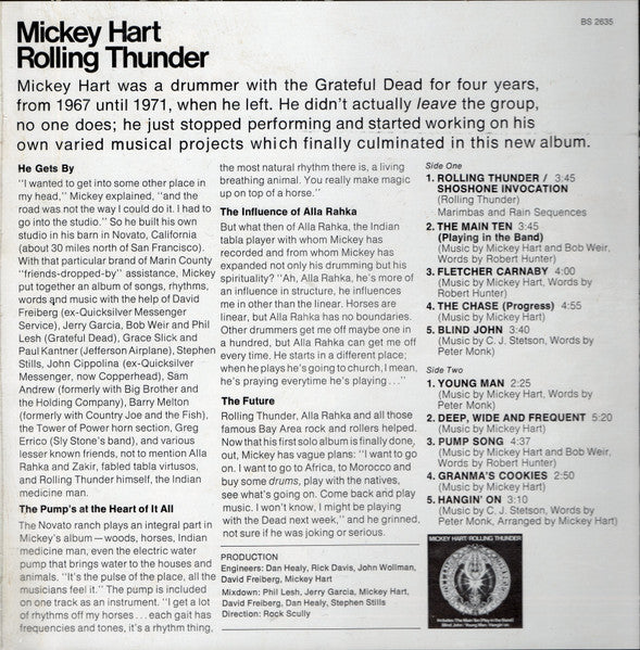 Mickey Hart – Rolling Thunder LP vinyl record, image 6 of 6