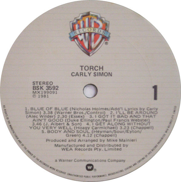 Carly Simon – Torch LP vinyl record, image 3 of 6