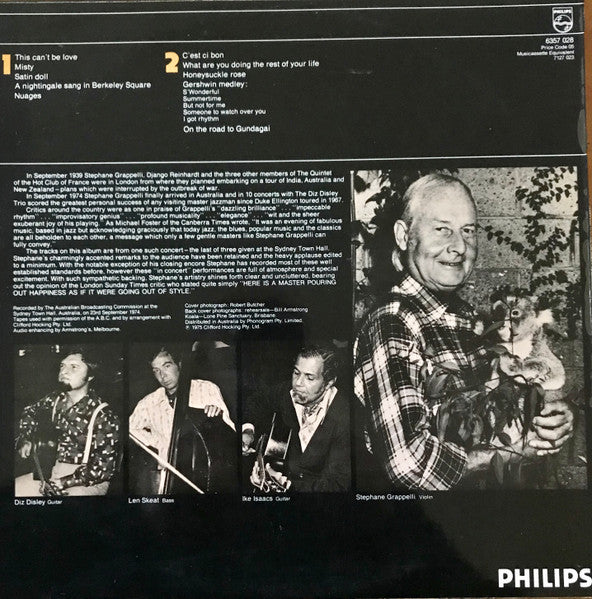 Stéphane Grappelli, Diz Disley Trio – On The Road LP vinyl record, image 2 of 4