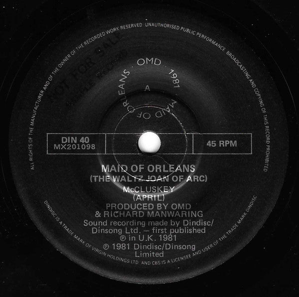 Orchestral Manoeuvres In The Dark – Maid Of Orleans 7" vinyl record, image 3 of 4