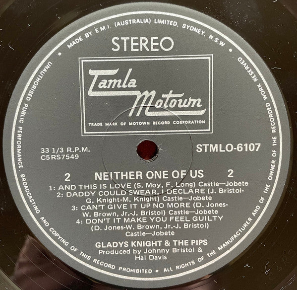 Gladys Knight And The Pips – Neither One Of Us LP vinyl record, image 4 of 4