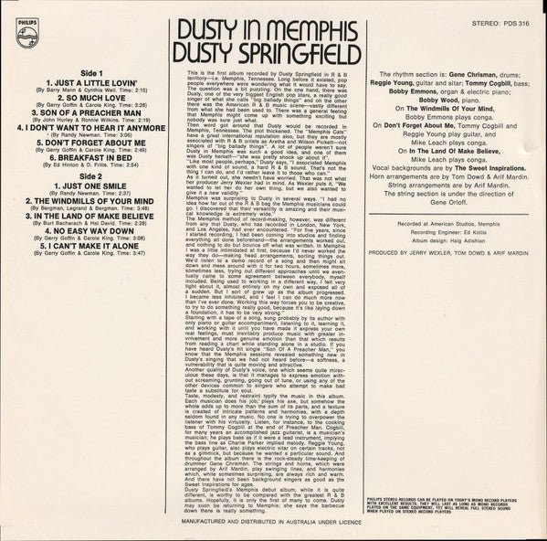 Dusty Springfield – Dusty In Memphis LP vinyl record, image 2 of 4