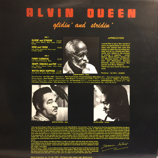 Alvin Queen – Glidin' And Stridin' LP vinyl record, image 2 of 4