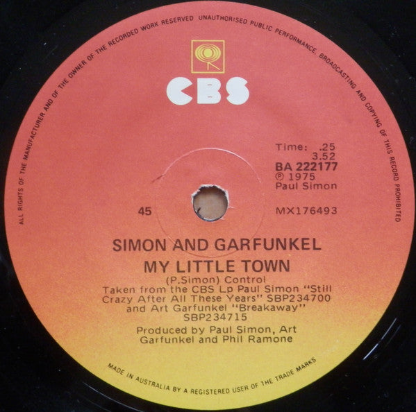 Simon & Garfunkel, Art Garfunkel, Paul Simon – My Little Town // Rag Doll / You're Kind 7" vinyl record, image 3 of 4