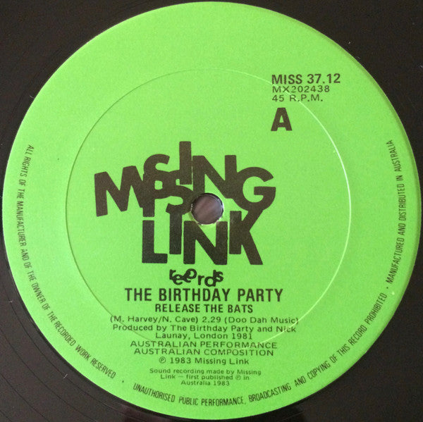 The Birthday Party – Release The Bats 12" vinyl record, image 3 of 4