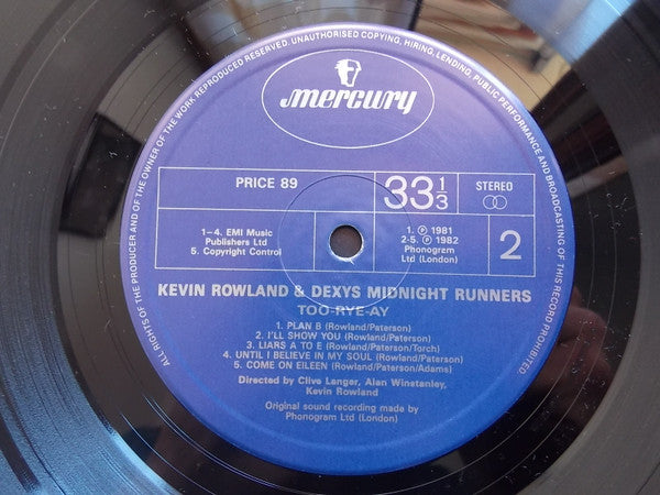 Kevin Rowland, Dexys Midnight Runners – Too-Rye-Ay LP vinyl record, image 4 of 4