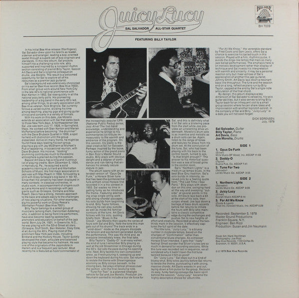 Sal Salvador Quartet, Billy Taylor – Juicy Lucy LP vinyl record, image 2 of 4