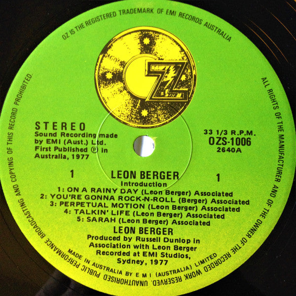 Leon Berger – Leon Berger LP vinyl record, image 3 of 4