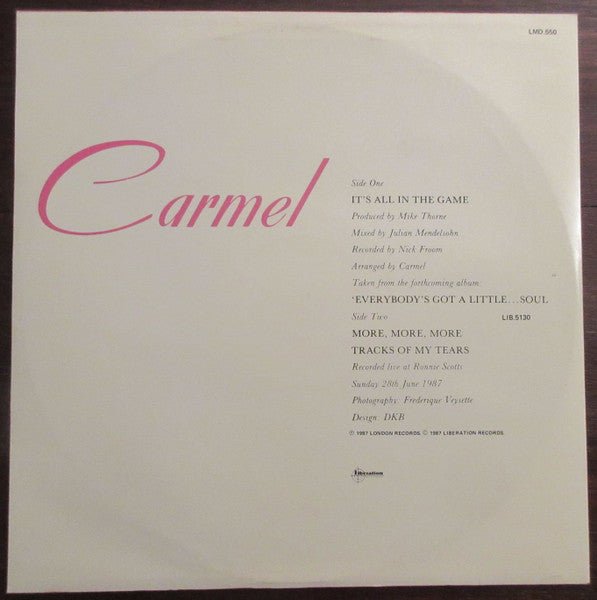 Carmel – It's All In The Game 12" vinyl record, image 2 of 3