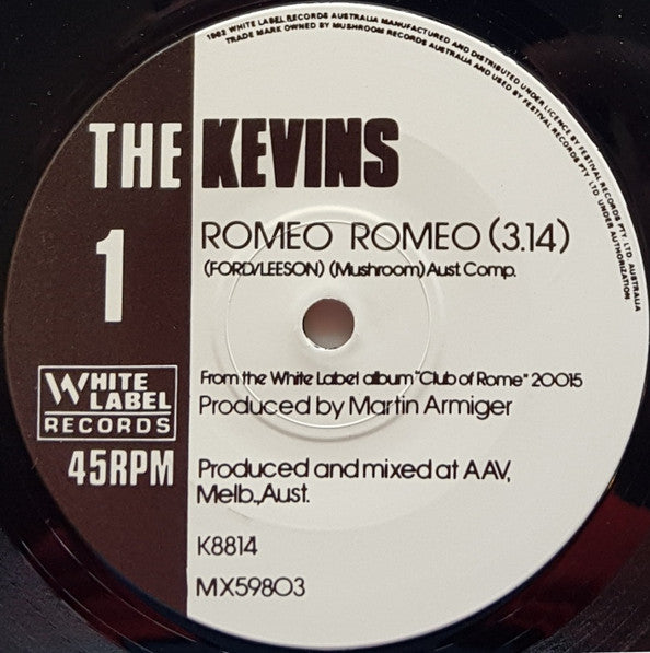 The Kevins – Romeo Romeo / Fools Paradise 7" vinyl record, image 3 of 4