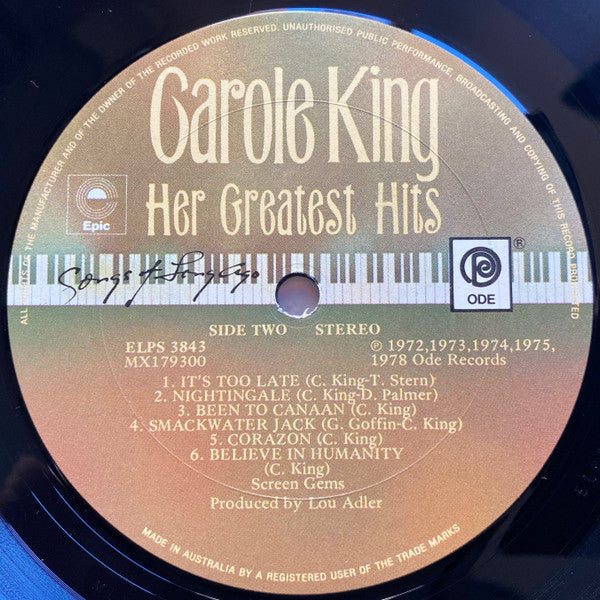 Carole King – Her Greatest Hits - Songs Of Long Ago LP vinyl record, image 4 of 6