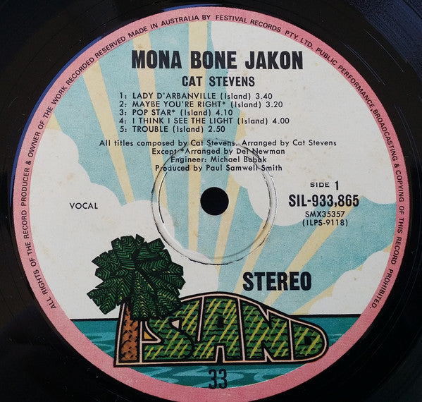 Cat Stevens – Mona Bone Jakon LP vinyl record, image 3 of 4