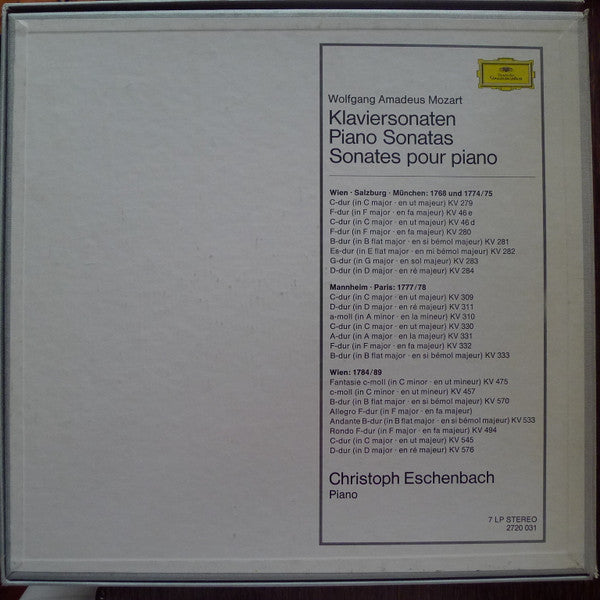 Wolfgang Amadeus Mozart, Christoph Eschenbach – Sonaten - Gesamtausgabe · Complete · Integrale (7xLP) LP vinyl record, image 2 of 10