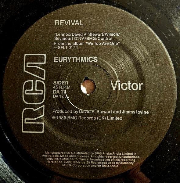Eurythmics – Revival 7" vinyl record, image 3 of 4