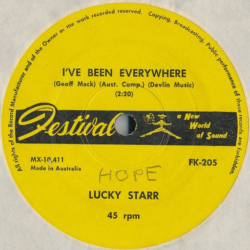 Lucky Starr – I've Been Everywhere 7" vinyl record, image 1 of 2