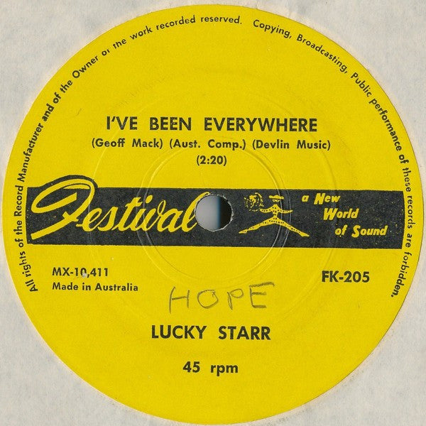 Lucky Starr – I've Been Everywhere 7" vinyl record, image 1 of 2