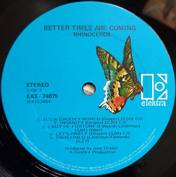 Rhinoceros – Better Times Are Coming LP vinyl record, image 4 of 4