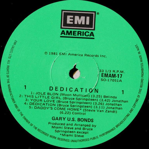 Gary U.S. Bonds – Dedication LP vinyl record, image 3 of 6