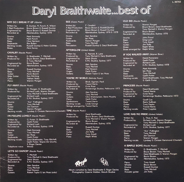 Daryl Braithwaite – ...Best Of LP vinyl record, image 5 of 6