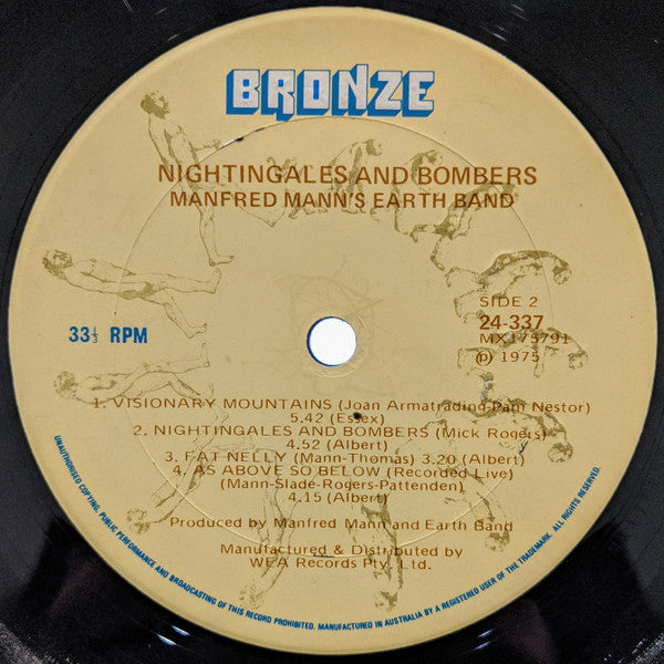 Manfred Mann's Earth Band – Nightingales & Bombers LP vinyl record, image 4 of 4