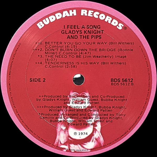 Gladys Knight And The Pips – I Feel A Song LP vinyl record, image 4 of 4