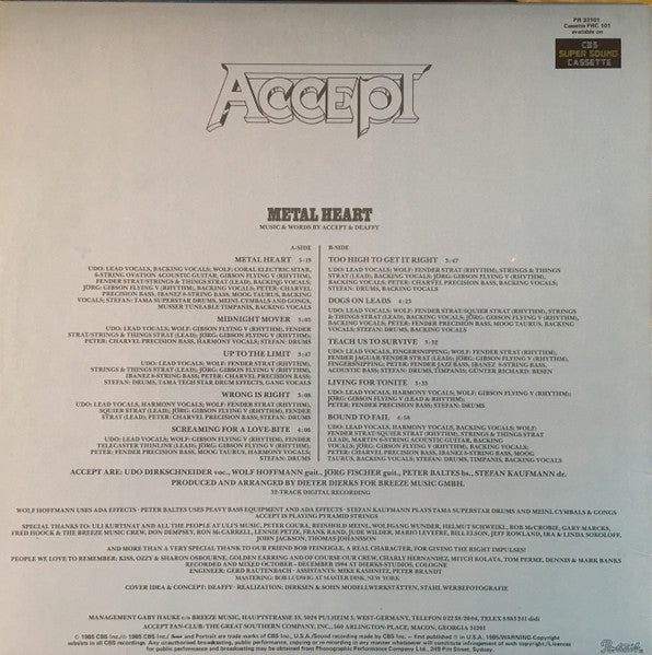 Accept – Metal Heart LP vinyl record, image 2 of 6