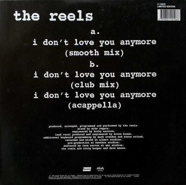 The Reels – I Don't Love You Anymore 12" vinyl record, image 2 of 4