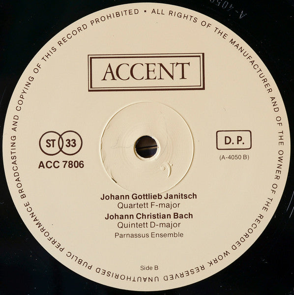Georg Philipp Telemann, Georg Friedrich Händel, Baldassare Galuppi, Johann Gottlieb Janitsch, Johann Christian Bach, Parnassus Ensemble – Parnassus Ensemble LP vinyl record, image 4 of 5