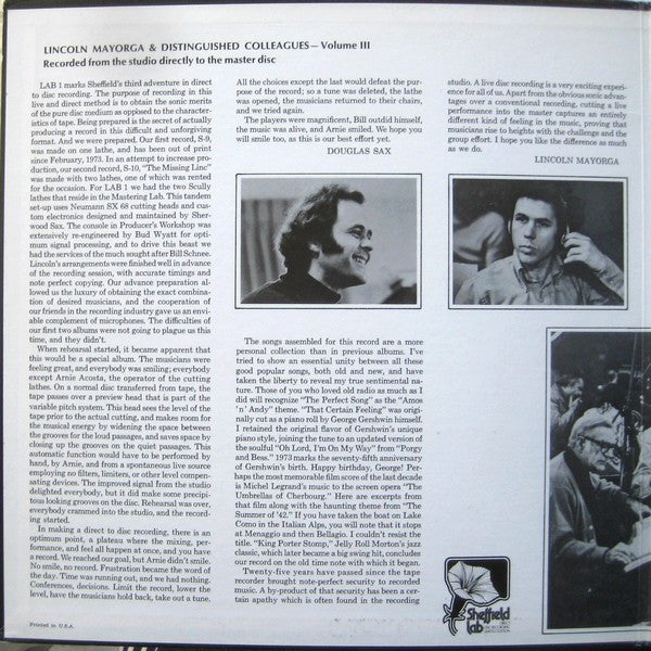 Lincoln Mayorga – Lincoln Mayorga & Distinguished Colleagues - Volume III LP vinyl record, image 3 of 6