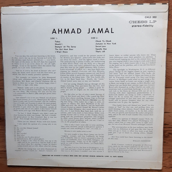 Ahmad Jamal – Ahmad Jamal LP vinyl record, image 2 of 3