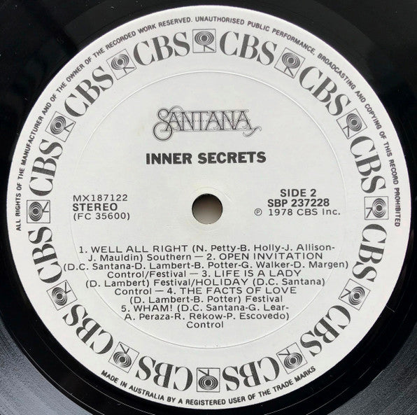 Santana – Inner Secrets LP vinyl record, image 6 of 6