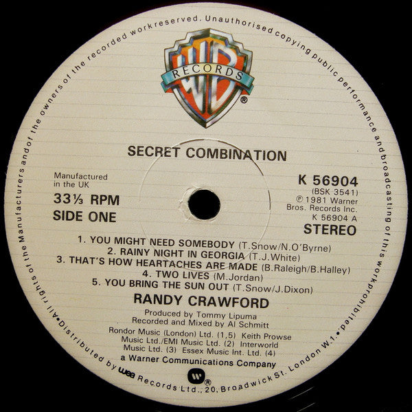 Randy Crawford – Secret Combination LP vinyl record, image 3 of 6