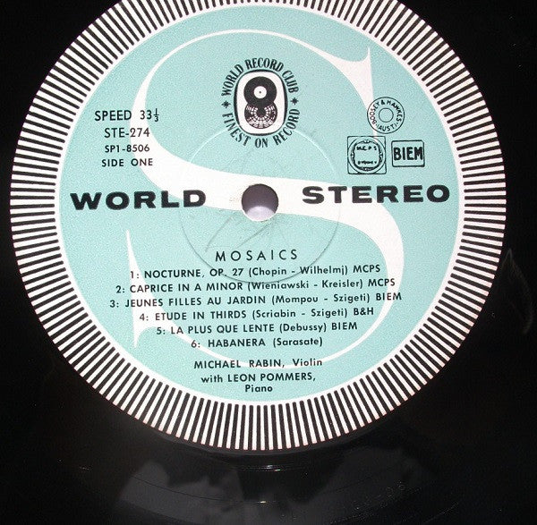 Michael Rabin, Leon Pommers – Mosaics LP vinyl record, image 4 of 5