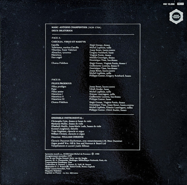 Marc Antoine Charpentier, Les Arts Florissants, William Christie – Deux Oratorios LP vinyl record, image 2 of 2